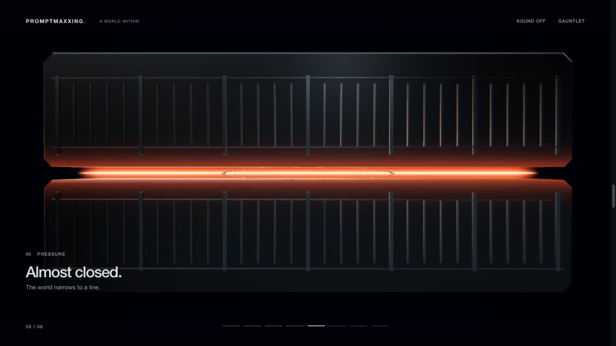 Orbit: dark plates around a narrow line of light.
